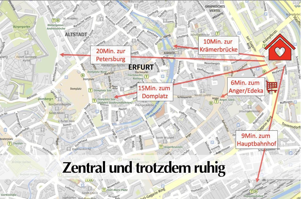 Helle 72Qm Maisonette Wohnung Im Herzen Erfurts Mit Kingsize Bett, Smart-Tv, Etc المظهر الخارجي الصورة